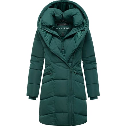 Marikoo dames gewatteerde mantel Virenaa met layer-look & fleecevoering