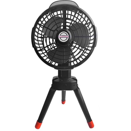 2-in-1 Campingventilator met LED-licht Multifunctionele Tent Plafondventilator Oplaadbare Statiefventilator Ondersteuning zwart