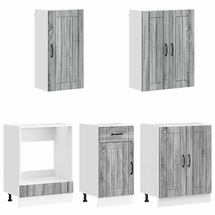 vidaXL - Keukenblok - LUCCA - 5 - st - Grijs - Sonoma - Bewerkt - hout