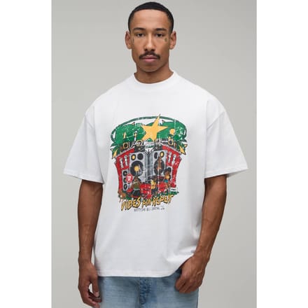 Wit Oversized T-shirt Met Stereo Print | White | Size XS