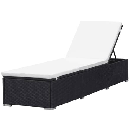 vidaXL - Ligbedden - met - kussens - 2 - st - poly - rattan - zwart