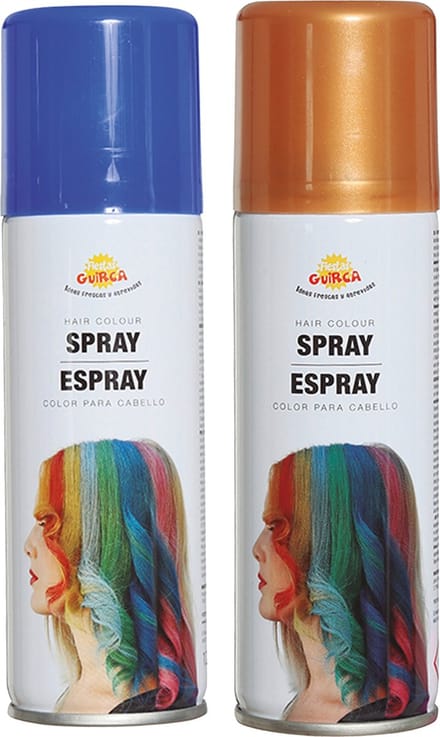 Fiesta Guirca Carnaval verkleed haar verf/spray - blauw en goud - spuitbus - 125 ml