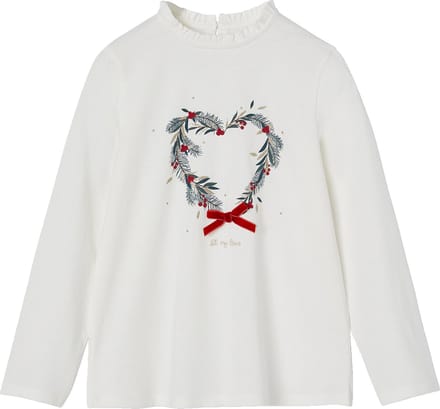 Vertbaudet Kerstshirt met kroon en hartje met glitterdetails voor meisjes