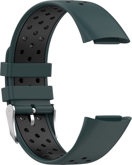 Siliconen bandje - geschikt voor Fitbit Charge 6 - donkergroen-zwart