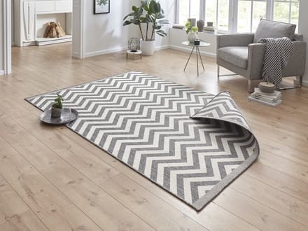 Flycarpets Omkeerbaar Vloerkleed - Binnen & Buitenkleed Palma- Grijs / Creme - 80x150 cm