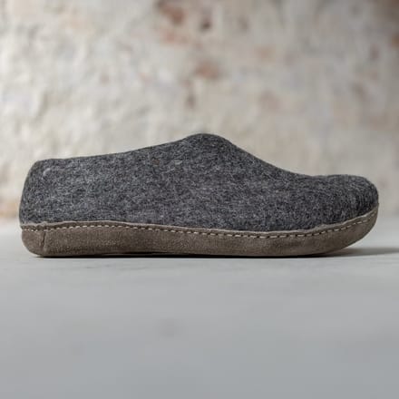 Vilten Heren Pantoffel Ravi - Donkergrijs - Maat 45 - Zachte Zool