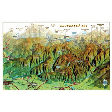 Slowaaks Paradijs. Panoramische Kaart Met 3D-Effect. Ansichtkaart