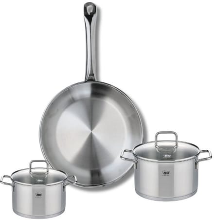 Set van 1 Koekenpan 24 cm en 2 kookpotten 12 en 14 cm Elo Profi Citrin