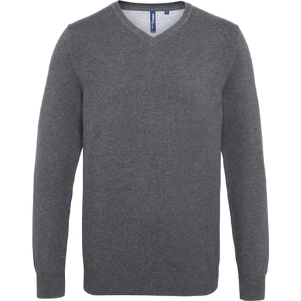 Asquith & Fox Herenkatoenrijke V-hals trui (Houtskool)