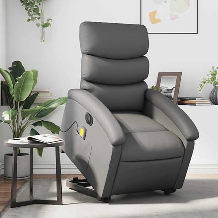 vidaXL - Sta-op-massagestoel - elektrisch - kunstleer - grijs