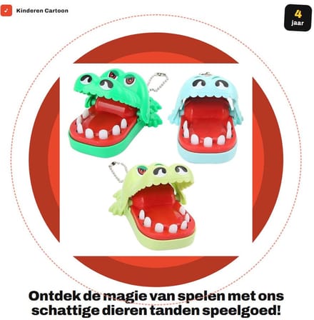 Dailygoods- Bijtspeelgoed Set 3 Stuks - Dierentanden Spel