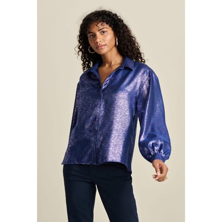 POM Amsterdam Blouse - Violet Festive Blue Maat: 38 | Blouses Outlet | Dames | Blauw