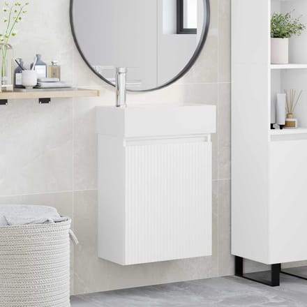 vidaXL - Badkamermeubel - met - kraan - Wit - 45,5 - x - 22,5 - x - 84 - cm