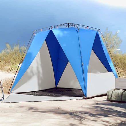 vidaXL - Strandtent - 4-persoons - waterdicht - snelontgrendeling - azuurblauw