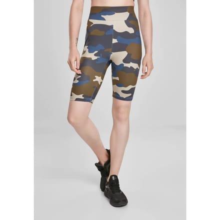 Urban Classics Korte cycle broek -M- High Waist Camo Tech Blauw/Groen