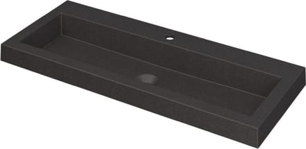 INK Dock wastafel quartz met 1 kraangat, 100x6x40cm, quartz zwart