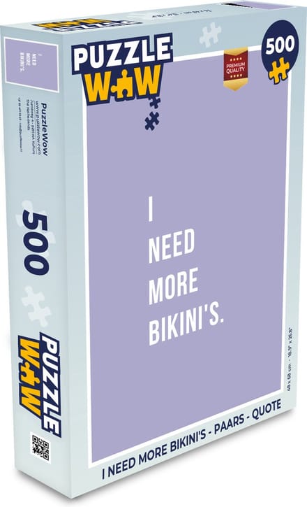 Puzzel i need more bikini's - Paars - Quote - Legpuzzel - Puzzel 500 stukjes