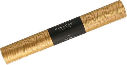 Home & Styling Decoratie stof/tafelloper - goud - streep - 30 x 500 cm - polyester - tafelkleden