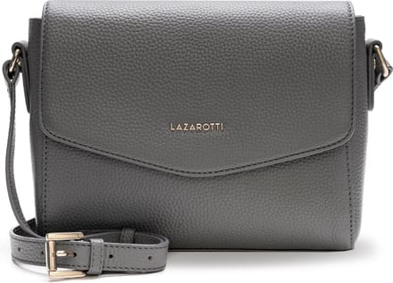 Lazarotti Leren Schoudertas Bologna Leather Flat Crossbody Bag Grey Grijs