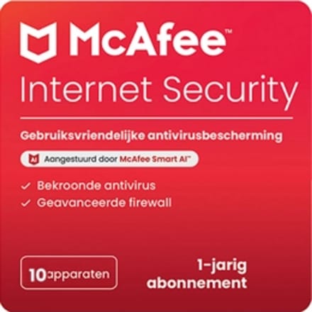 McAfee Internet Security | 10 Apparaten - 10 Installaties | 1 Jaar