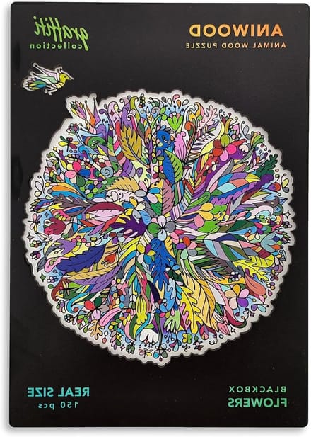 Houten Puzzel Dieren - Legpuzzel Box - Ontspannend Spel - Unieke Stukken - Middelgroot - Mandala Bloemen