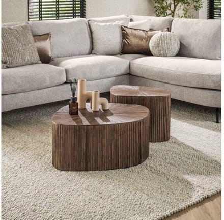 Salontafel set/2 XL driehoek Maya teak - Teak rust brown