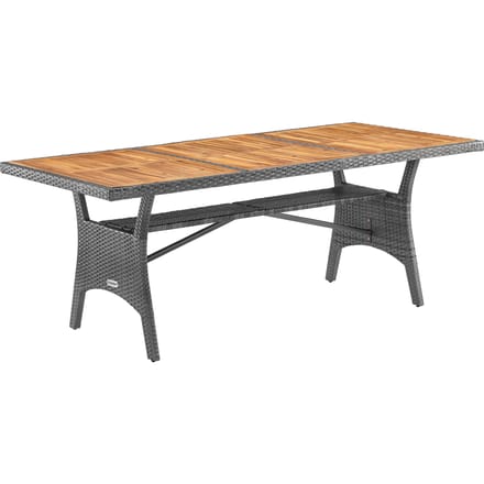 Casaria Polyrattan Tafel - FSC® gecertificeerd Acaciahout – Grijs