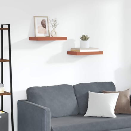 vidaXL - Wandplank - 2 - st - Rood - 40 - x - 23,5 - x - 3,8 - cm - Bewerkt - hout