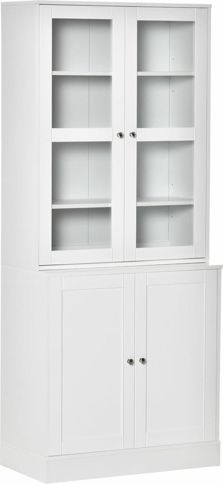 HOMCOM-Bücherschrank-MDF, Gehärtetes Glas-76L x 40B x 178,5H cm-Weiß