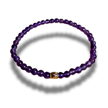 Armband - natuursteen - Amethist - 4 mm - 19 cm - goudkleurig element
