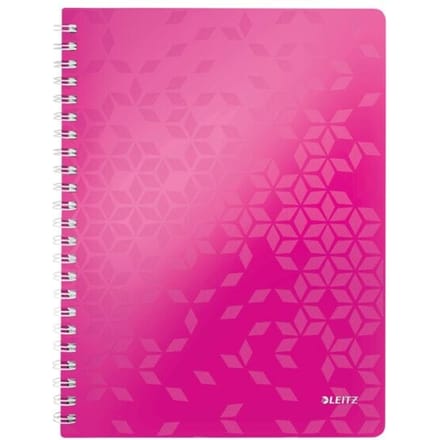 Leitz WOW collegeblok, A4-formaat, 80 geruite vellen, transparante pocket, FSC®-gecertificeerd, roze