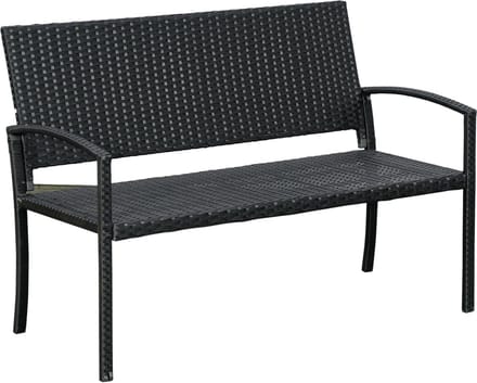 Outsunny tuinbank - polyrotan - 2-Zits - zwart