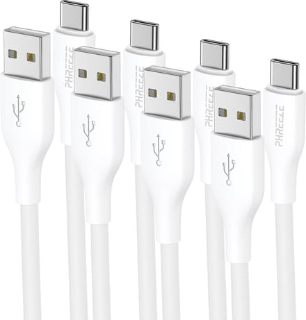 Usb C kabel - 4 pack - Usb 2.0 naar usb C - 12w opladen & 480mbps data - Lange levensduur - Wit - 1 meter