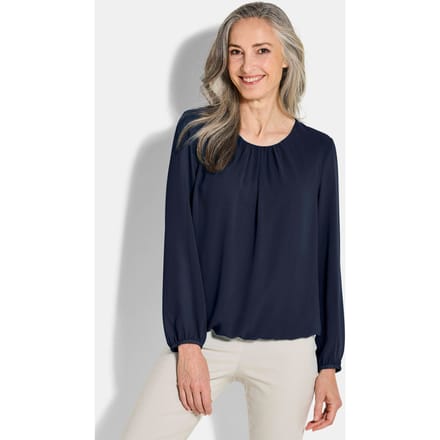 Elegante blouse van chiffon - marine - Gr. 52 van Goldner Fashion