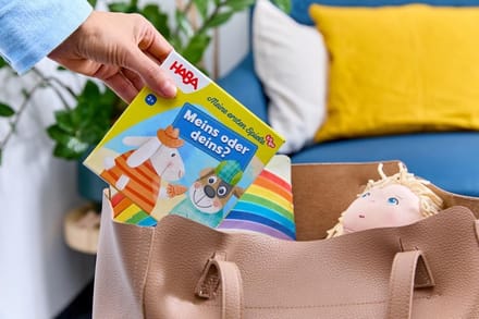 Haba educatief spel Mijn Eerste Spellen - Mine or Yours? kleurrijk karton.