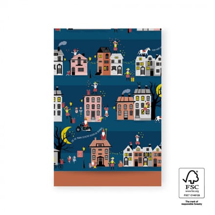 5x Sinterklaas Cadeauzak Straat Pakjesavond 17x25cm