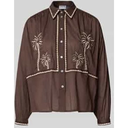 Regular fit overhemdblouse met florale stitching