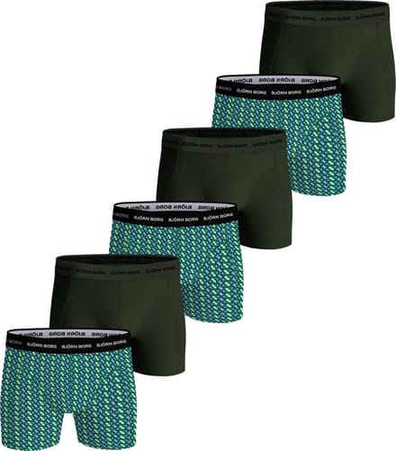 Bjorn Borg Heren Boxershorts 6 Pack Groen Army/Multi Cotton Stretch Maat M