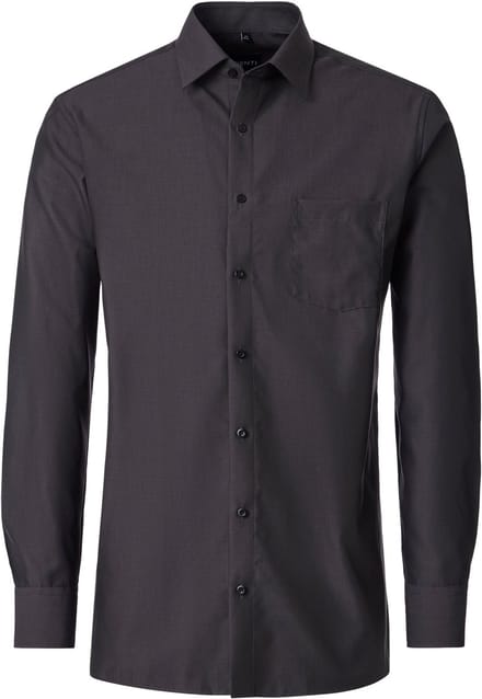 VENTI CASA MODA comfort fit overhemd - structuur - grijs - Strijkvrij - Boordmaat: 52