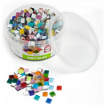 Zacht glas-Mozaïekstenen, "Kleurrijke mix", 500 g