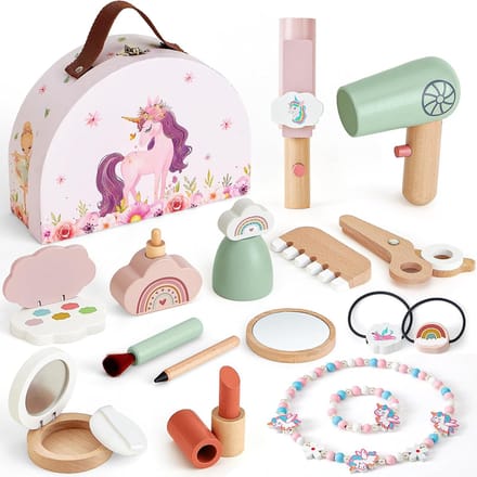 Houten Kinderschmink Set met Accessoires - Make-up Koffer Speelgoed voor Meisjes vanaf 3 Jaar