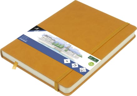 Kangaro schetsboek - A5 - okergeel - PU hardcover - met elastiek en lint
