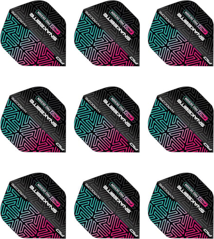 9-delige Set Hardcore Premium Dartflights Zwart en Regenboog
