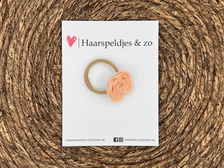 Elastiek - per stuk - hippe kleuren - met bloem - meisjes - blossem - zalmroze