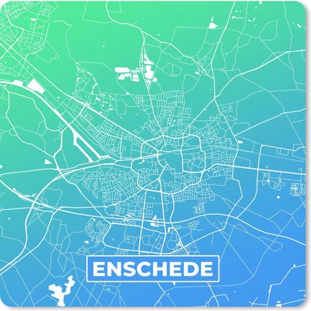 Muismat 20x20 cm - Mousepad Stadskaart - Enschede - Blauw - Groen - Muismatten
