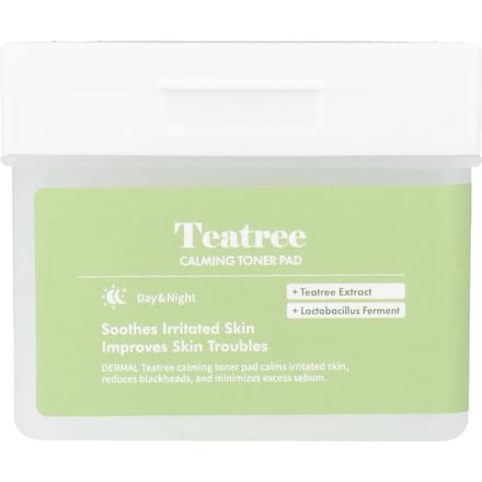 Dermal, Kalmerende toner pads met tea tree, gaas pads 120 stuks white
