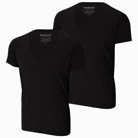 Bamboo Elements - T Shirt Heren - Diepe V Hals - Zwart - M - 2 Pack - Slim Fit - Bamboe Ondershirt
