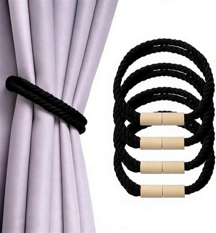 Solidchoice - Set van 4 Magnetische Gordijnhouders van Touw