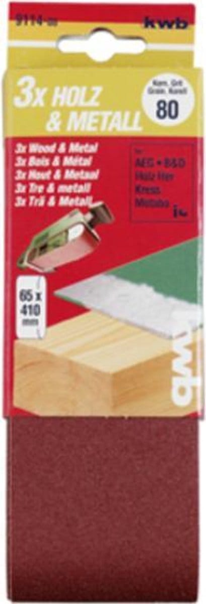 kwb 911406 Schuurbandset Korrelgrootte (num) 60 (l x b) 410 mm x 65 mm 3 stuk(s)