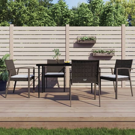 vidaXL - 5-delige - Tuinset - met - kussens - poly - rattan - en - staal